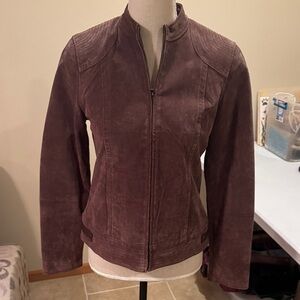 Ruff Hewn Women's Suede Leather Jacket - Rich Brown